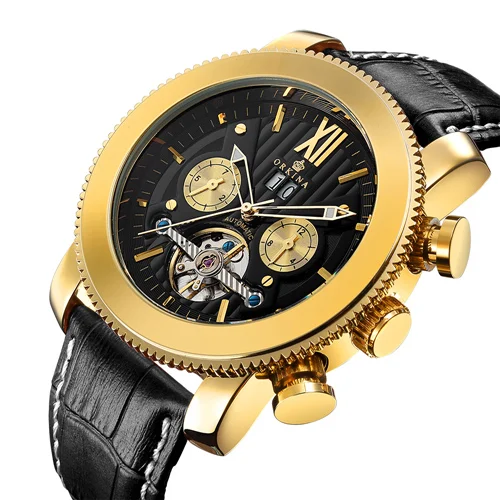 Wrap mens watches top brand luxury automatic watch golden case calendar steampunk men s thumb200
