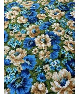 Vintage Flowers Fabric | 5th Ave Designs | Mid Century Floral Barkcloth -2 Yards