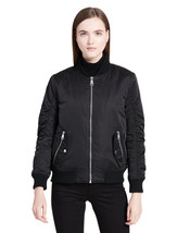 Calvin Klein Womens Black Sateen Ruched Bomber Jacket Coat Sz X-Large XL 7145-1 - £92.79 GBP