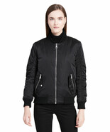 Calvin Klein Womens Black Sateen Ruched Bomber Jacket Coat Sz X-Large XL... - $162.48 CAD
