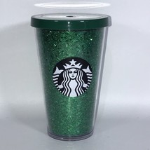 Starbucks Green Glitter Sparkle Tumbler Cold Cup Grande Size 16oz Used N... - $9.99