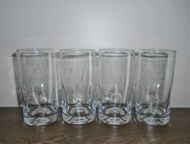 Vintage Dimple Glass Tumblers Pinched Cocktail Glasses Clear Set of Four 6&quot; - £19.78 GBP