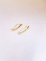 Gold Ear Climber, Silver Ear crawlers Ear sweeps Pin mininalist Crystal earrings - £21.10 GBP