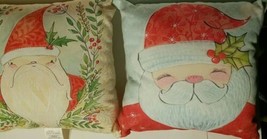 Christmas Santa Square Pillows by Deny Designs Lot of 2 14&quot;x14&quot; EUC! - £35.58 GBP