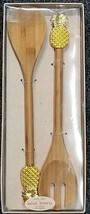 DEI ~ 13&quot; Long ~ Bamboo Salad Servers ~ Metal Pineapple Handles - £17.93 GBP