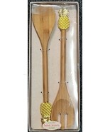 DEI ~ 13&quot; Long ~ Bamboo Salad Servers ~ Metal Pineapple Handles - $30.69 CAD