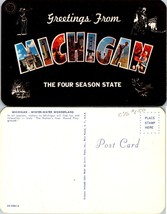 Michigan Four Seasons State Winter Water Wonderland Greetings Vintage Postcard - £7.49 GBP