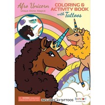 Afro Unicorn 48 Page Coloring and Activity Book with Temporary Tattoos, ... - $17.70 CAD