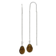 SS Smokey Crystal Teardrop Threader Earrings Jewelry - £78.67 GBP
