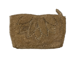LA REGALE Vintage Beaded Evening Bag Purse Antique Gold Zipper Small Ex Conditio - £16.22 GBP