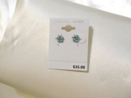 Department Store 1/4&quot;Sterling Silver Light Blue Butterfly Stud Earrings Y369 - £11.08 GBP