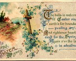Best Easter Wishes Cross Cabin Scene Flowers 1913 DB Postcard E3 - $9.85