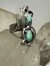 Long turquoise size 5.75 Navajo feathers leaves sterling silver women girls - $2,581.59 MXN