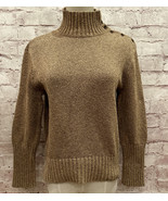 RALPH LAUREN VINTAGE Cotton Sweater Brown Mock Neck Button Shoulder Wome... - £59.25 GBP