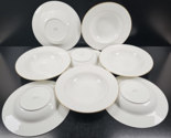8 Royal Doulton Trent Large Rim Soup Bowls Set Vintage White Gold Trim D... - $155.30