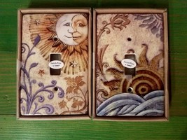 Ganz Ceramic Single Toggle Switchplate PAIR Sun Moon  - $24.99