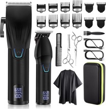 Professional Hair Clippers For Men Electric Beard Trimmer Cordless Barber, Black - £83.04 GBP