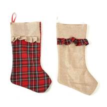 Christmas Burlap - Plaid Stockings with Ruffle (1ct) - $1.95