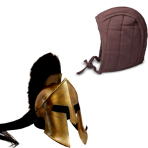 Medieval Spartan Helmet With Arming Coif Warrior Costume 300 King Leonidas - £91.48 GBP