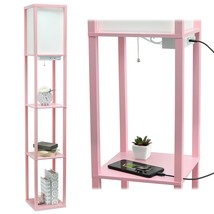 Simple Designs LF1037-LPK Floor Lamp Etagere Organizer Storage Shelf with 2 USB  - £63.94 GBP