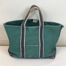 Vintage 80s LL Bean Boat &amp; Tote Canvas Bag Green w/ Blue Crinkle Tag Dis... - £233.56 GBP