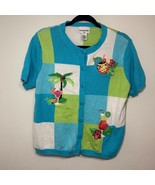 Women&#39;s Breckenridge Cocktail Tropical Whimsy Short Sleeve Cardigan Vaca... - $31.44 CAD