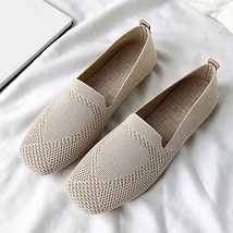 Stretch Ballet Flats Women Mesh Knit Rubber Sole Slip on Casual Loafers ... - £20.49 GBP