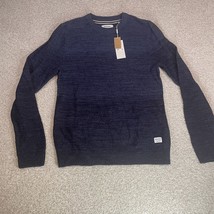 Jack &amp; Jones Mens Dark Navy Blue Knit Crew Neck Sweater Size Small 100% ... - £23.97 GBP