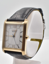 Citizen Eco-Drive Dress Watch E111-S086841 Quartz Solar Gold Tone Leather - $148.10