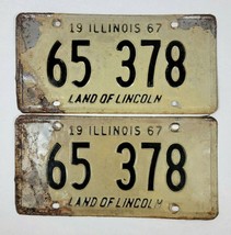 1967 Illinois Vehicle License Plate Matching Set 65 378 - $480.67 MXN