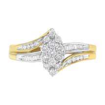 10K Yellow and White Gold Marquise Diamond Cluster Ring - 1/2 Cttw - £619.82 GBP+