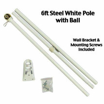 6ft Flag Pole Steel Wall Hanging House Flag Pole Wall Mounted Flag Pole Ball - £27.17 GBP