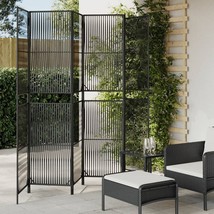 Room Divider 6 Panels Black Poly Rattan - €169,43 EUR