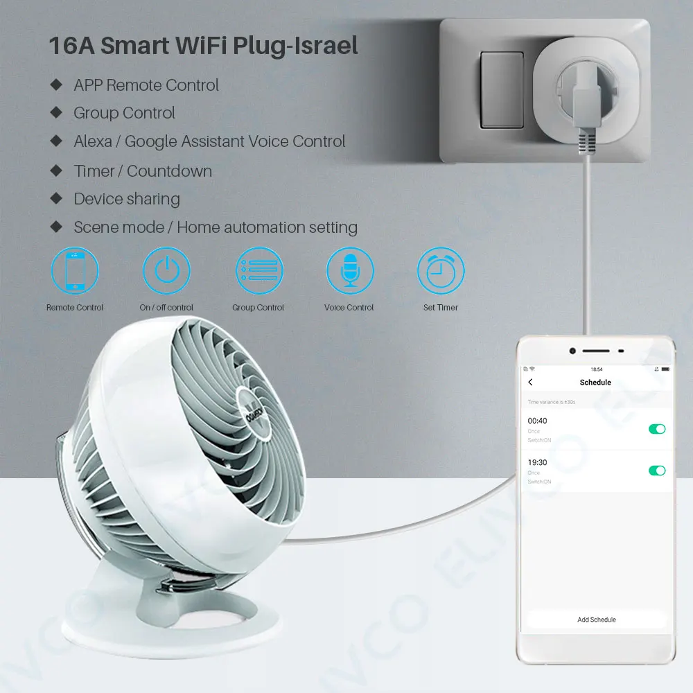 House Home Israel 16A Smart Socket WiFi Wireless Switch Smart A 220V Power Outle - £32.39 GBP