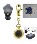 Gold Plated Pocket Watch Women Pendant Watch Necklace Keychain 2 Ways Us... - £16.58 GBP
