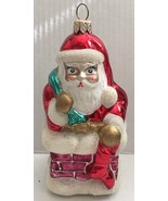 Large Hand Painted Santa Chimney Glass Christmas Tree Ornament - £12.41 GBP