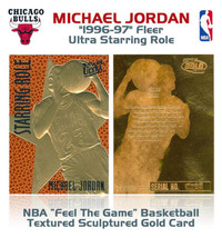 1996 NBA Michael Jordan Fleer Ultra Feel The Jeu 23k Or Insert Carte - $11.87