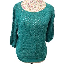 SK Imports Hand-Crocheted Teal Sweater – Size Medium - $36.09