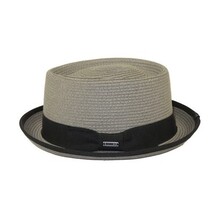 Men's Broner Summer Hat Woven Straw Style Porkpie STAND UP 88-8609 Gray image 3