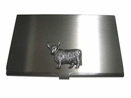 Kiola Designs Silver Toned Scottish Highland Cow Business Card Holder - £29.86 GBP