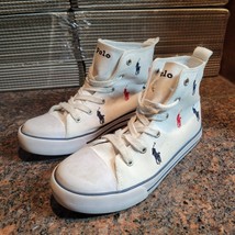 RALPH LAUREN Polo Men&#39;s Shoes Canvas High Top Sneakers White Size 3 - £22.75 GBP
