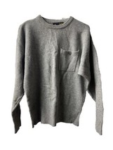 Liz Sport Womens Large Lambs wool Gray Crew Neck Sweater with Front Pock... - $23.96