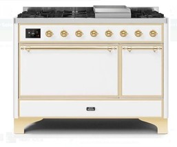 ILVE MAJESTIC II 48&quot;DUAL FUEL DOUBLE OVEN RANGE 8 BURNERS UM12FDQNS3WHG ... - £8,422.17 GBP