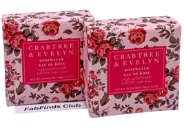 Crabtree &amp; Evelyn Rosewater Bar Soap Triple Milled 7oz (2x3.5oz) 2pc Set - £14.20 GBP