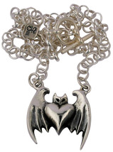 Love Bat Heart Fine Sterling Silver Pendant .925 Femme Metale Gothic - £116.42 GBP