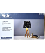 Style Selections Table Lamp Tan Finish Navy Hardback Fabric Shade 10x10x... - $43.49 CAD