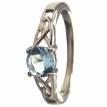 March Celtic Birthstone Ring Aquamarine Blue Cubic Zirconia Band Sizes 5-11 - £15.97 GBP