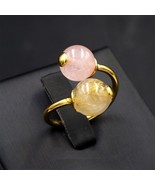 Ring Rose Quartz Stone Micron 18K Gold Plated Yellow Thai Wealth Women  ... - $37.99