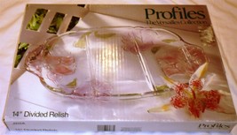 PROFILES THE VERSAILLES COLLECTION 14&quot; CRYSTAL LILIES DIVIDED RELISH TRA... - £17.30 GBP
