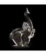 Hand Blown Art Glass Elephant Trunk Up Paperweight Figurine 5” Clear Gla... - £9.15 GBP